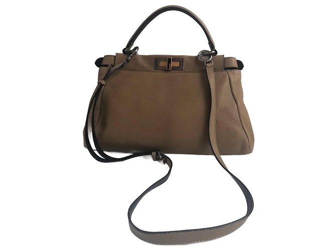 Fendi Peekaboo Handtasche aus Pythonleder Beige