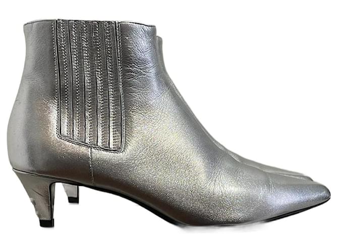Céline CELINE  Ankle boots T.eu 37 leather Silvery  ref.1306152