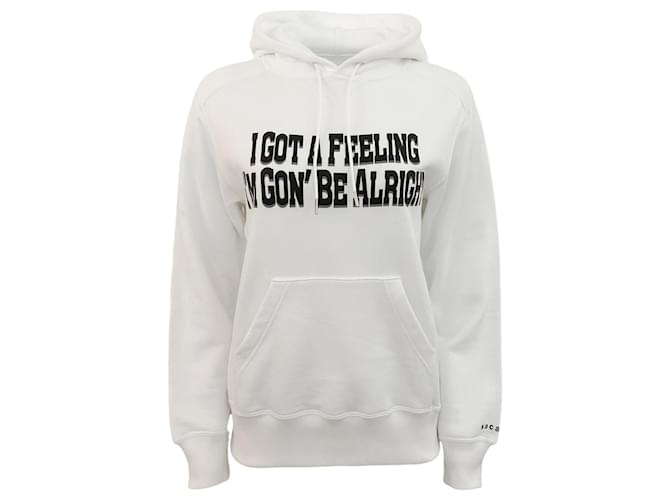 Autre Marque Sacai White Cotton Hooded "I'm Gon' Be Alright" Sweatshirt  ref.1306159