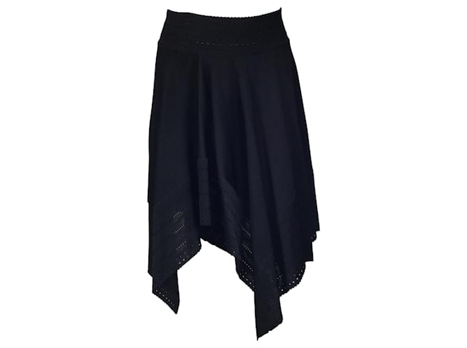 Autre Marque Alexandre Vauthier Black Asymmetric Hem Stretch Knit Skirt Viscose  ref.1306160