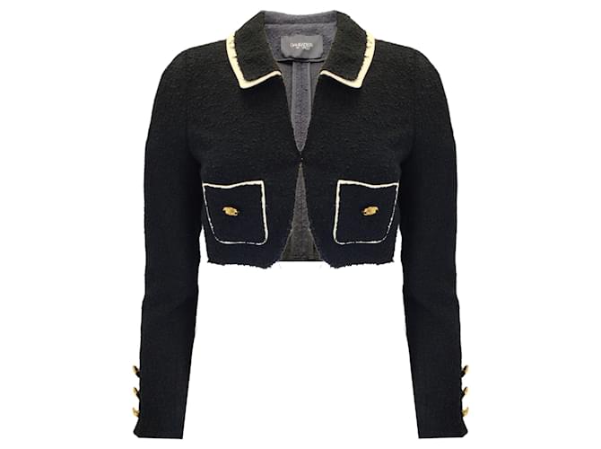 Autre Marque Giambattista Valli Black / White Cropped Boucle Knit Jacket Cotton  ref.1306162