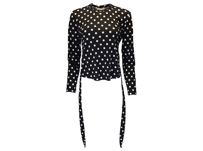 Autre Marque Comme des Garcons Black / White Polka Dot Printed Long Sleeved Top Polyester  ref.1306169