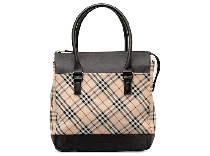 Beige Burberry Nova Check Handbag Leather  ref.1306192