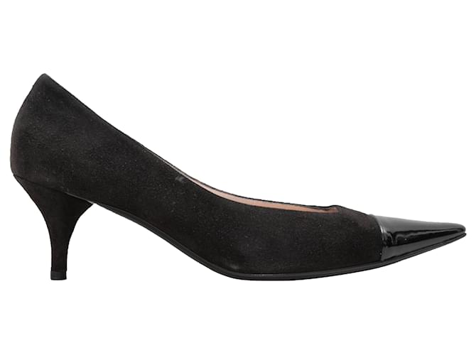 Vintage Chanel negro puntiagudo zapatos de tacón con punta puntiaguda Tamaño 40.5 Cuero  ref.1306209