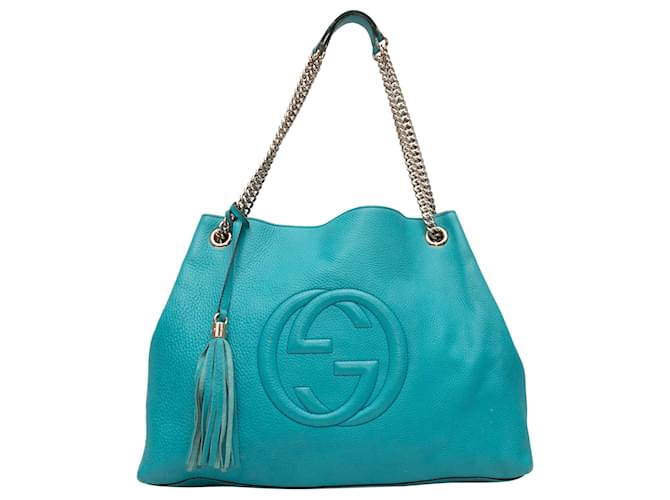 Turquoise Gucci Leather Soho Hobo Tote  ref.1306216