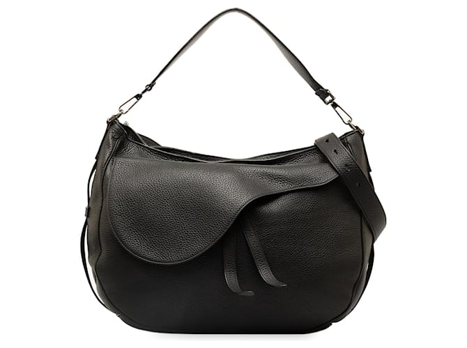 Bolso satchel Dior Soft Saddle negro Cuero  ref.1306218