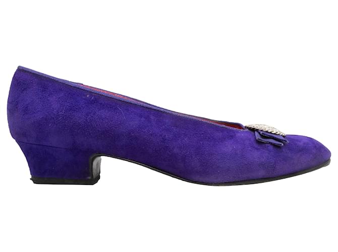 Céline Vintage Purple Celine Suede Ballet Flats Size 38.5  ref.1306226