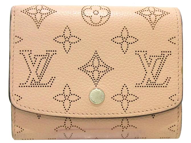 Rosafarbene kompakte Louis Vuitton Mahina Iris Geldbörse mit Monogramm Pink Leder  ref.1306253