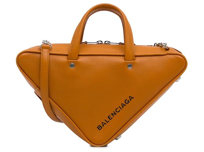 Orange Balenciaga S Triangle Duffle Bag Leather  ref.1306257