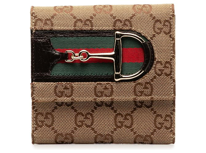 Kleines Hasler Portemonnaie aus braunem Gucci GG Canvas Web Leinwand  ref.1306269