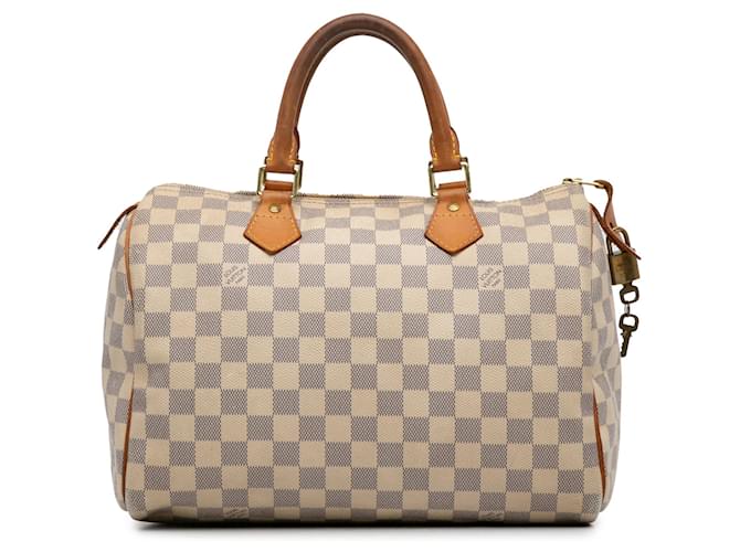 Louis Vuitton Damier Azur Speedy bianco 30 Boston Bag Pelle  ref.1306275