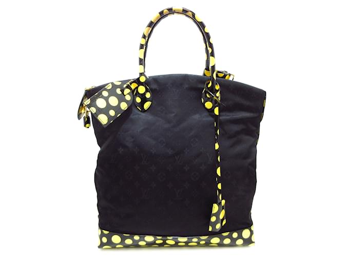 Black Louis Vuitton Yayoi Kusama Monogram Nylon Infinity Dots Lockit Vertical MM Tote Bag Leather  ref.1306278