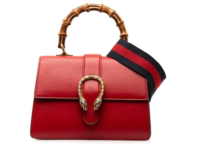 Rote, mittelgroße Gucci-Schultasche „Dionysus Web“ aus Bambus Leder  ref.1306281