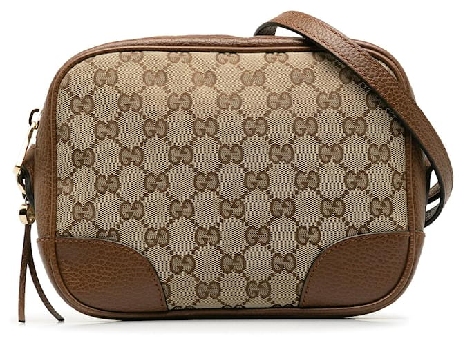 Brown Gucci GG Canvas Bree Crossbody Bag Leather  ref.1306283
