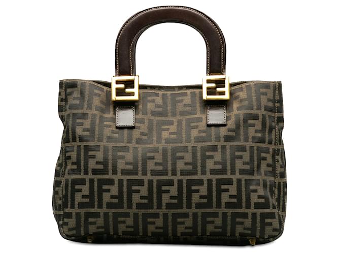 Brown Fendi Zucca Twins Handbag Leather  ref.1306300