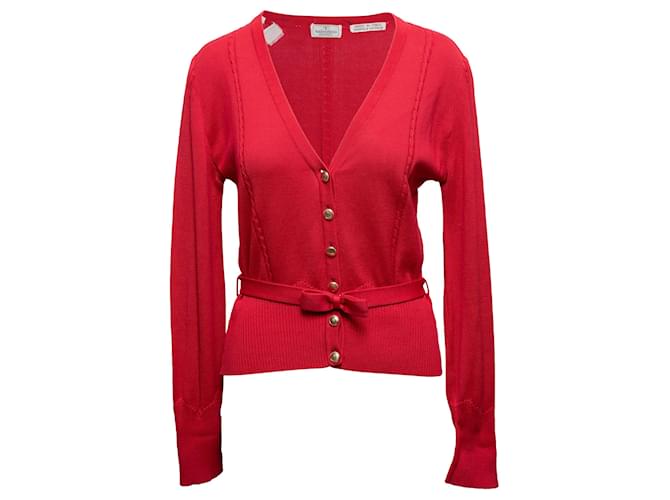 Autre Marque vintage Red Valentino Boutique V-Col Cardigan Taille US M Synthétique Rouge  ref.1306332
