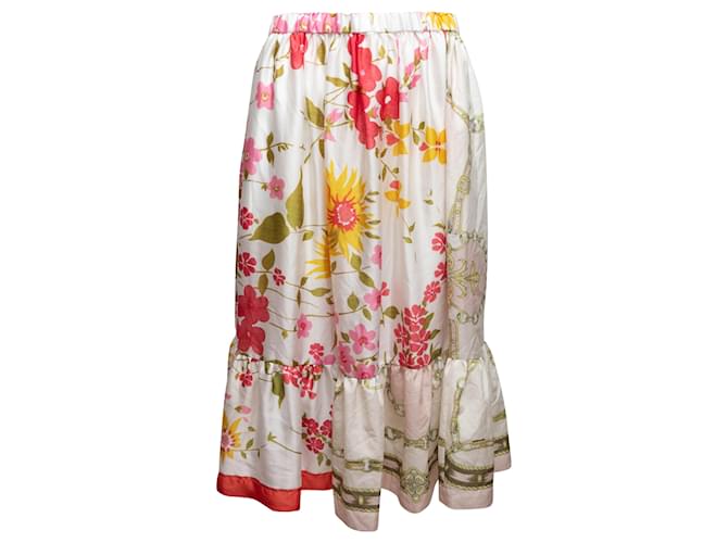 Autre Marque Jupe à imprimé floral blanc et multicolore Comme Des Garcons Girl Taille US M Synthétique  ref.1306335