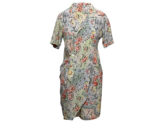 Autre Marque Mehrfarbiges Vintage-Kleid aus Seide mit Aufdruck von Karl Lagerfeld für Bergdorf Goodman, Größe EU 42 Mehrfarben  ref.1306351