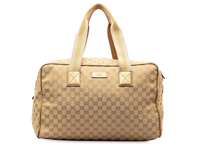 Beigefarbene Reisetasche aus Gucci GG Canvas Web Leder  ref.1306359
