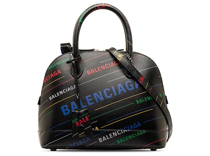 Black Balenciaga Logo Ville S Top Handle Satchel Leather  ref.1306386