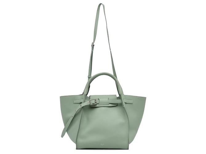 Big Bag Céline Bolso satchel pequeño grande Celine verde Cuero  ref.1306398