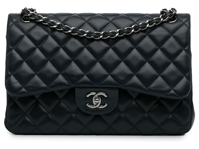 Blue Chanel Jumbo Classic Lambskin lined Flap Shoulder Bag Leather  ref.1306404