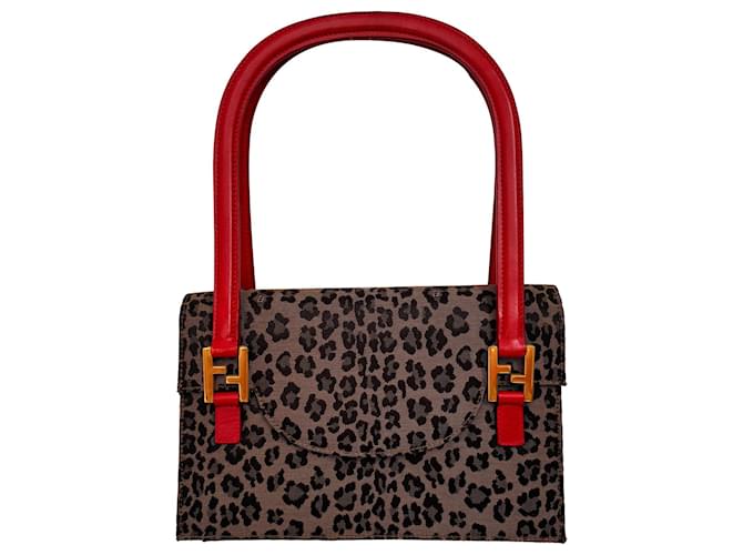 FENDI Other Handtasche mit Leopardenmuster Mehrfarben Leder  ref.1306463