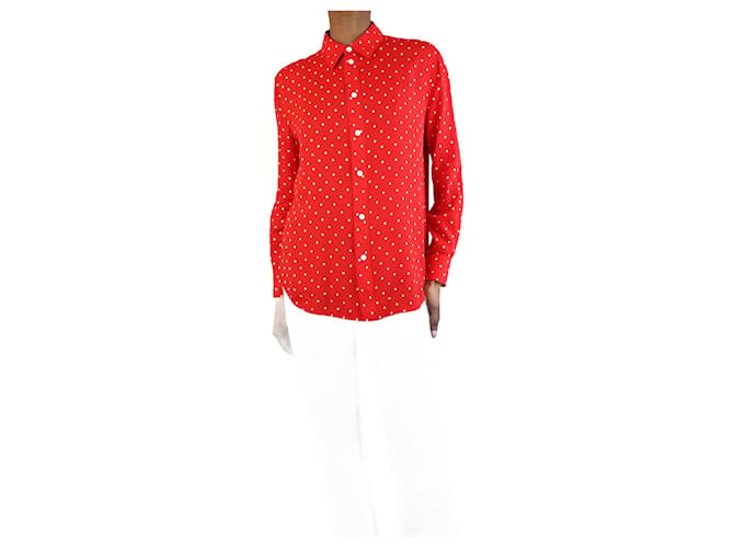 Céline Camisa roja de lunares - talla UK 8 Viscosa  ref.1306533