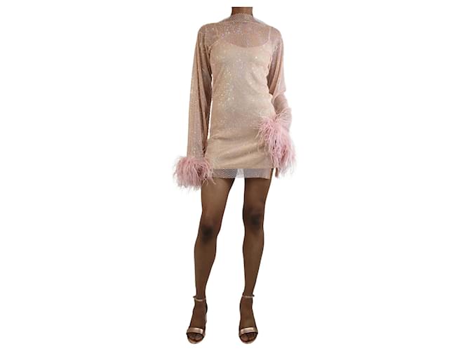 Autre Marque Mini-robe ornée de plumes blush rose - Taille unique  ref.1306554