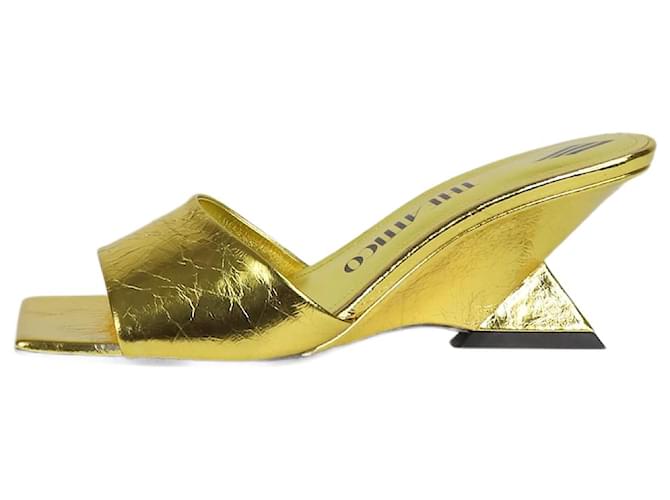 Attico Gold metallic Cheope sandals - size EU 37.5 Golden Leather  ref.1306555