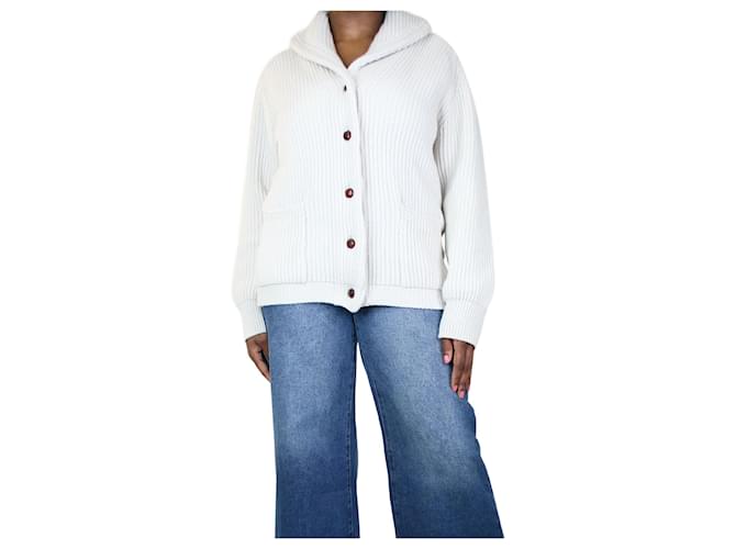 Crimson Off white ribbed pocket cardigan - size XL Cream Cashmere  ref.1306577