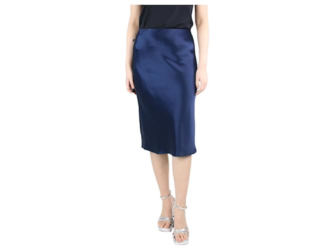 Autre Marque Blue silk midi skirt - size UK 10  ref.1306582