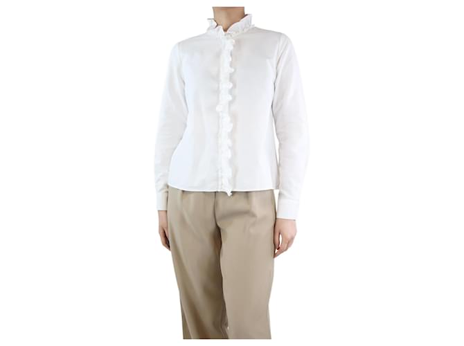 SéZane Camisa blanca con volantes - talla UK 8 Blanco Algodón  ref.1306596