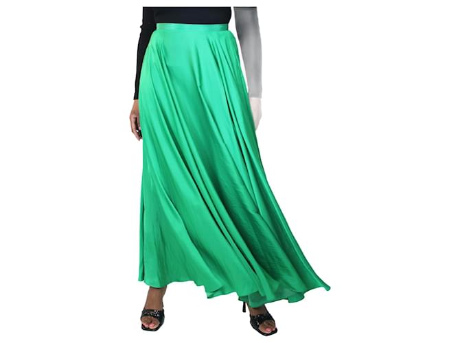 Autre Marque Jupe longue drapée en satin vert - taille UK 12 Polyester  ref.1306604