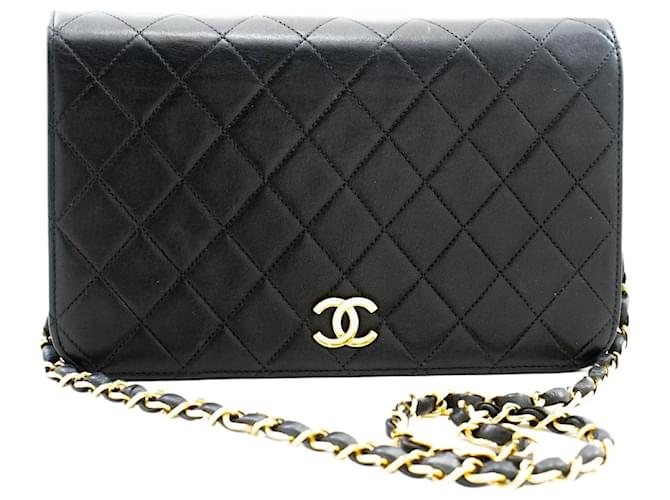 Chanel BLACK VINTAGE 1996-1997 full-flap chain shoulder bag Leather  ref.1306617