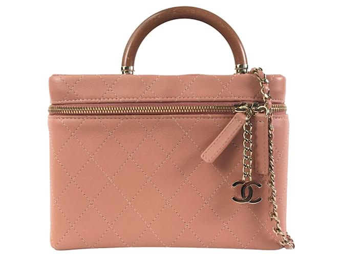 Chanel Pink Knock On Wood Vanity Case Leather Pony-style calfskin  ref.1306649