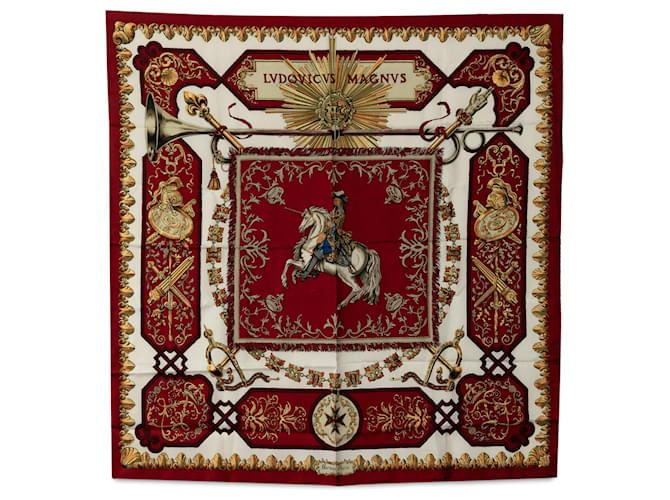 Sciarpa Hermès in seta rossa Lvdovicvs Magnvs Rosso Panno  ref.1306655