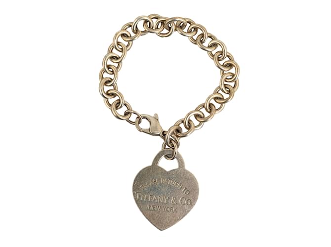 Tiffany & Co Bracelet en argent Tiffany avec étiquette en forme de cœur Return To Tiffany Métal Argenté  ref.1306696