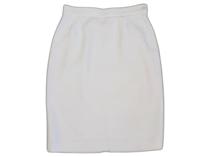Falda blanca de verano Yves Saint Laurent Blanco Poliéster  ref.1306705