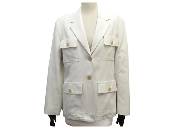 Céline Celine Jacket 2 buttons size 42 L IN WHITE COTTON WHITE COTTON JACKET  ref.1306785