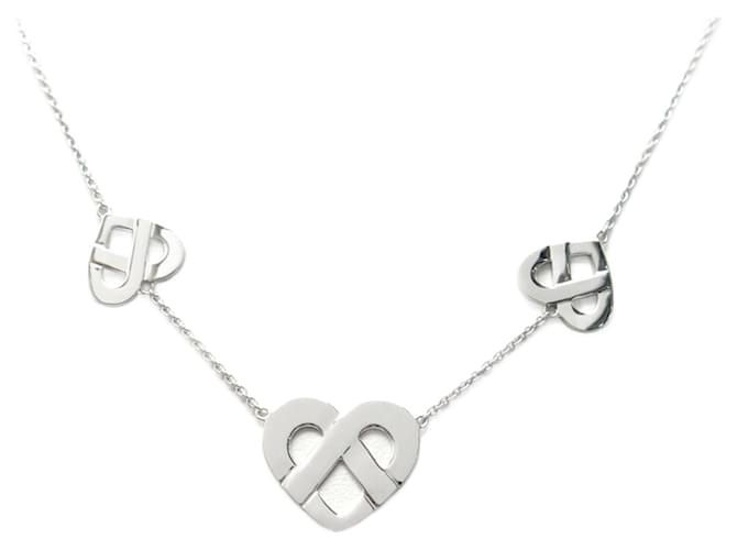 POIRAY MULTI INTERLACED HEART NECKLACE 41 CM IN WHITE GOLD 18K GOLD NECKLACE Silvery  ref.1306793
