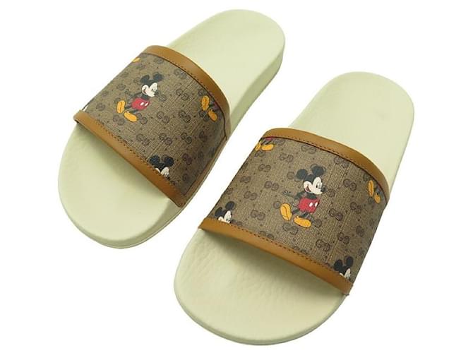 NEUF CHAUSSURES GUCCI X DISNEY SANDALES GG SUPREME MICKEY 602075 35 SHOES Toile Marron  ref.1306810