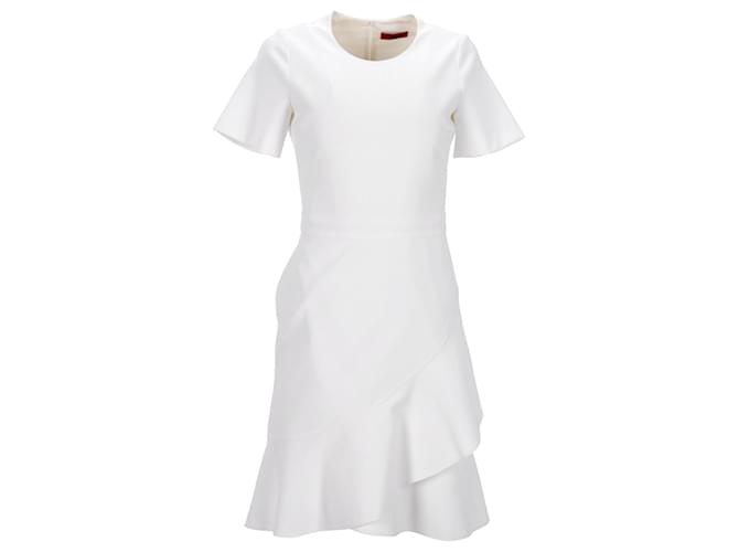 Hugo by Hugo Boss Ruffled Dress in White Polyester  ref.1306822