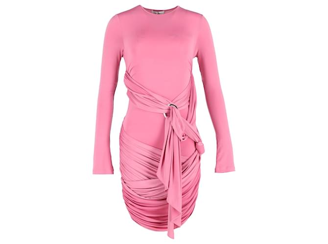 The Attico Draped Long-Sleeve Mini Dress in Pink Polyester  ref.1306837