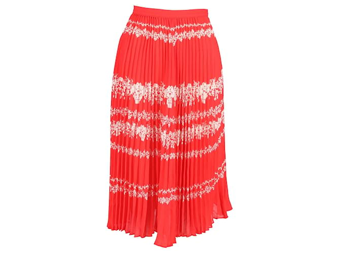 Self portrait Self-Portrait Pleated Floral Midi Skirt in Red Polyester  ref.1306838