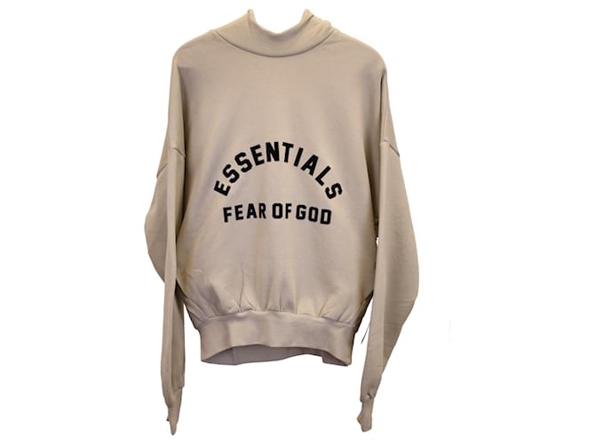 Fear of God Essentials Logo Hooded Sweater in Beige Cotton  ref.1306844