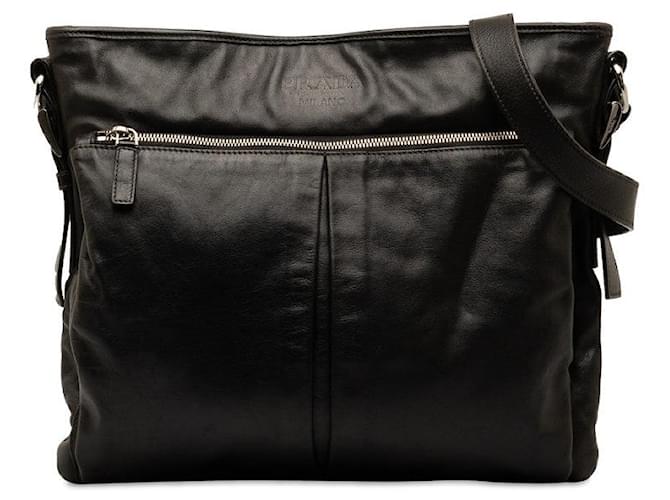 Prada Prada Bolsa De Ombro De Couro Crossbody VA0802 Bolsa tiracolo em couro VA0802 em muito bom Preto  ref.1306854