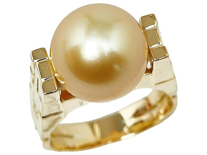 & Other Stories K18YG Yellow Gold White Pearl Ring for Women in Great Condition Golden Metal  ref.1306857