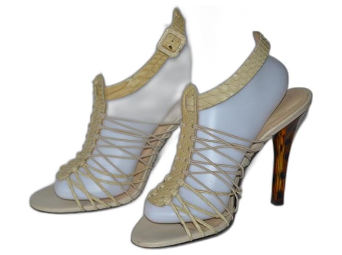 Versace sandales Python Beige  ref.1306901