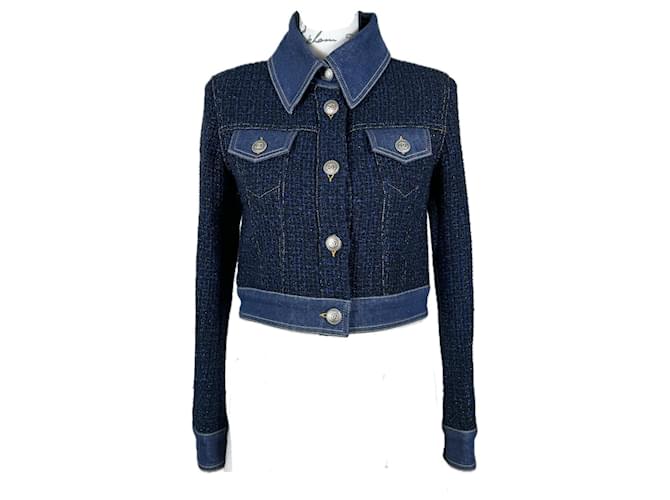 Chanel New Bestseller Lesage Tweed Jacket Blue  ref.1306904